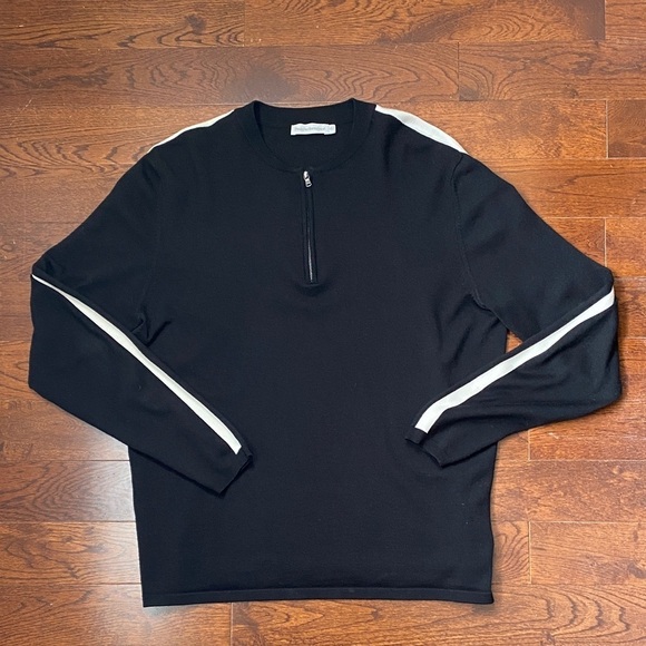 Peak Performance Other - Peak Performance Half-Zip Ski Sweater Size XL Black + Off-White Stripes Merino